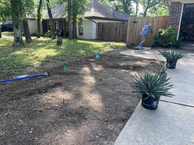 Landscaping bed cleared and prepped before planting